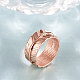 Classic Real Rose Gold Plated Brass Leaf Wide Band Rings RJEW-BB14627-7RG-4