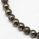 Electroplate Gemstone Natural Pyrite Round Beads Strands G-L129-6mm-01-2