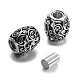 Retro Carve 304 Stainless Steel Rhinestone Barrel Magnetic Clasps STAS-E108-07AS-1