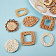 SUNNYCLUE 16pcs Handmade Rattan Woven Reed Cane Charms Connector Pendants Linking Rings Geometric Round Oval Bohemian Lightweight Circle for Straw Wicker Braid Earrings Jewelry Making NO Hole WOVE-SC0001-02-4