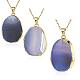 Natural Agate Oval Pendant Necklaces NJEW-BB00057-01-1