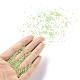 11/0グレードの丸いガラスシードビーズ  透明インサイドカラー  光沢メッキ  緑黄  2.3x1.5mm  穴：1mm  約48500個/ポンド SEED-N001-F-240-4