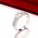 Romantic Brass Cubic Zirconia Flat Round Engagement Wedding Finger Rings RJEW-BB00237-02-3