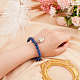 Olycraft Natural Lapis Lazuli Round Beaded Stretch Bracelet with Alloy Heart Charm BJEW-OC0001-09D-3
