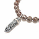 Bracelet extensible en perles rondes en obsidienne flocon de neige naturelle avec breloque en forme de balle BJEW-JB08310-04-4
