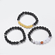 Natural Gemstone and Natural Lava Beads Stretch Bracelets BJEW-JB03734-1