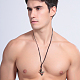 Adjustable Men's Zinc Alloy Pendant and Leather Cord Lariat Necklaces NJEW-BB15998-8