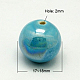 手作りの陶器ビーズ  パールカラーの  ラウンド  空色  18mm  穴：2~3.5mm X-PORC-D001-18mm-12-2