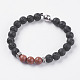Natürliche Lava Rock Perlen Stretch Armbänder BJEW-I241-12L-1
