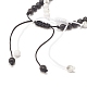2Pcs 2 Style Natural Lava Rock & Howlite Braided Bead Bracelets Set with Yin Yang BJEW-JB07645-6