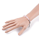 Natural Rose Quartz Beads Charm Bracelets BJEW-JB03380-01-3