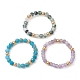 3 Uds. Juego de 3 anillos elásticos con cuentas redondas de piedras preciosas naturales mezcladas RJEW-TA00087-1