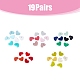 SUPERFINDINGS 38Pcs 19 Colors Acrylic Heart Stud Earring Findings FIND-FH0007-21-2