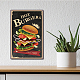 CREATCABIN Fresh Hot Burger Sign Metal Tin Signs Vintage Retro for Plaque Poster Bar Pub Garage Fast Food Cafe Home Wall Decor AJEW-WH0157-035-6