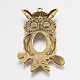 Style tibétain grand hibou dos ouvert pendentif supports cabochons pour Halloween TIBEP-768-AG-R-2