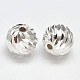 Fantaisie coupe facettes ronde 925 sterling perles d'argent STER-F012-11D-2