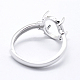 Rhodium Plated 925 Sterling Silver Finger Ring Components STER-G027-05P-3