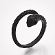 合金カフ指輪  ヘビ  ブラック  サイズ7  17mm RJEW-T008-32-3