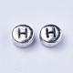 Silver Color Plated Acrylic Horizontal Hole Letter Beads X-PB43C9070-H-2