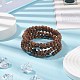 4 pièces 4 styles de bracelets extensibles en bois naturel et turquoise synthétique (teint) et hématite avec perles croisées BJEW-JB08423-2