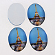 European Style Printed Glass Oval Cabochons GGLA-N003-18x25-F-3