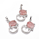 Cherry Quartz Glass Kitten Pendants G-L512-R03-1