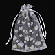 プリントオーガンジーバッグ巾着袋  ギフトバッグ  グリッターパウダー付き  ハートを付きの矩形  グレー  19~20.5x13.5~14cm OP-S010-01D-3