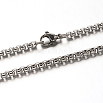 304 Stainless Steel Box Chain Necklaces, Stainless Steel Color, 31.89 inch(81cm)