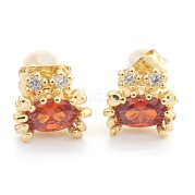 Серьга-гвоздик из латуни с кубическим цирконием EJEW-O106-04G