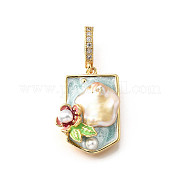Латунные подвески с микропаве из кубического циркония и эмали KK-R222-16G-02