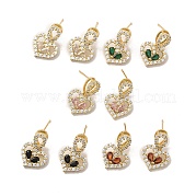 Серьги-гвоздики в форме сердца из кубического циркония EJEW-C057-14G-06