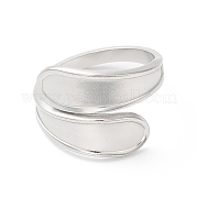 304 Stainless Steel Teardrop Open Cuff Ring for Women RJEW-K245-37P