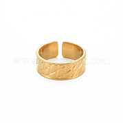 Placage ionique (ip) 304 anneau de manchette ouvert rainuré en losange en acier inoxydable pour femme RJEW-S405-212G