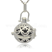Silver Color Plated Brass Hollow Round Cage Pendants KK-J216-11S