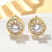 Серьги-клипсы из латунного микро-паве с прозрачными фианитами EJEW-A132-02A-G