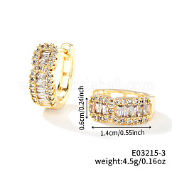Orecchini a cerchio in ottone con micro pavé di zirconi cubici per donna, oro, chiaro, 14x6mm