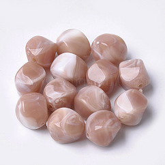 Perles acryliques, style de pierres fines imitation, pépites, brun rosé, 15.5x12x12mm, Trou: 1.8mm, environ 310 pcs/500 g
