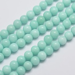 Malaysia naturale perle di giada fili, imitazione amazonite, tondo, tinto, turchese pallido, 8mm, Foro: 1 mm, circa 48pcs/filo, 15 pollice