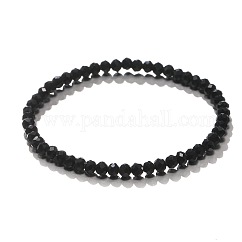 Bracelets extensibles en perles de verre, rondelles à facettes, prisme de 4mm, pour femmes, noir