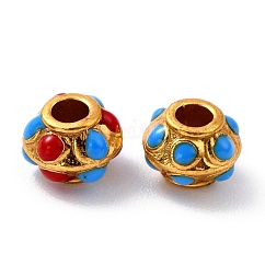 Perline smaltato in lega, placcato di lunga durata, rondelle, vero placcato oro 18k, colore misto, 7.5x5.5mm, Foro: 3 mm