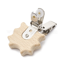 Pinces à cartes d'identité en fer avec animal en bois&nbsp;JEWB-BR00127-02