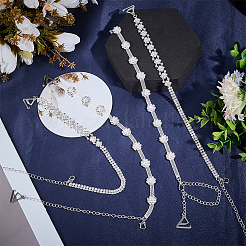 2 paire de bretelles de soutien-gorge antidérapantes réglables en laiton avec chaîne en strass&nbsp;FIND-OC0004-10