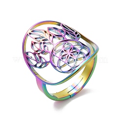 Ionenplattierung (IP) 304 Edelstahl gewebtes Netz/Netz mit Feder verstellbarer Ring für Frauen&nbsp;RJEW-M149-26RC
