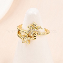 Anelli per polsini da donna in ottone con micro pavé di zirconi cubici&nbsp;RJEW-Z113-42G