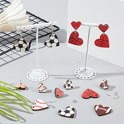 Sportball Motiv Herz Holz Ohrhänger DIY Bastelset&nbsp;DIY-SC0024-94