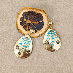 Pendientes colgantes de aleación de esmalte para mujer.&nbsp;WGE16F6-01