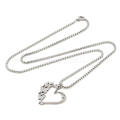 201 Edelstahl Laser Cut Herz Schmetterling Anhänger Box Kette Halsketten für Frauen&nbsp;NJEW-Q004-06P