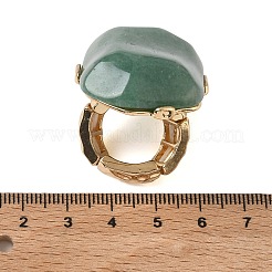 Bagues pour femmes en aventurine verte naturelle et alliage&nbsp;RJEW-G375-01G-02