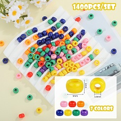 1400 Stück 7 Farben undurchsichtige Kunststoffperlen&nbsp;KY-SZ0001-54