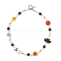 Collane di Halloween fatte a mano con pipistrelli&nbsp;NJEW-TA00277